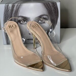 JLO Clear heel with gold toe accent- Biancah